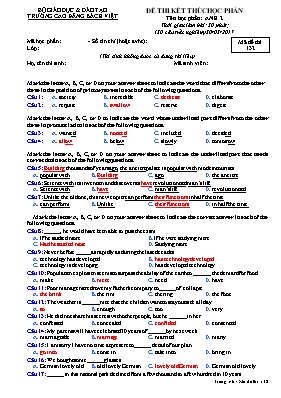 Đề thi kết thúc học phần Anh 2 - Mã đề 132 - Trường Cao đẳng Bách Việt